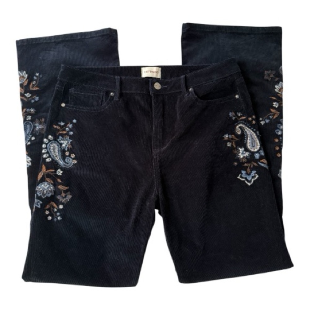 Driftwood Wyatt Embroidered Corduroy Pants Women 30 Boho Western Flare Festival - Picture 4 of 6